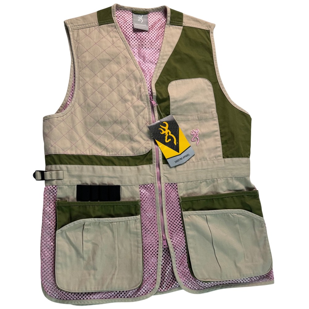 Browning Women Trapper Creek Shooting Vest Sage Pink L NWT trap skeet